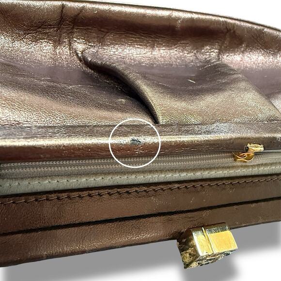 Italian Leather Clutch Bag – Gold Hardware, Quiet Luxury, Made in Italy, Brown - Picture 8 of 14